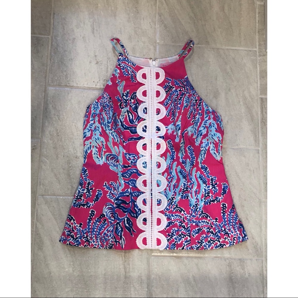 Lilly Pulitzer Pink Floral Top Size 8